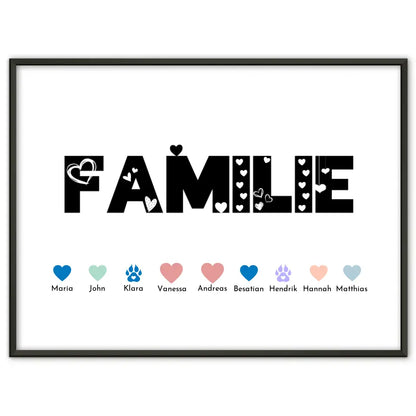 Poster Familie Personalisiert Herzlich Bis zu 20 Namen