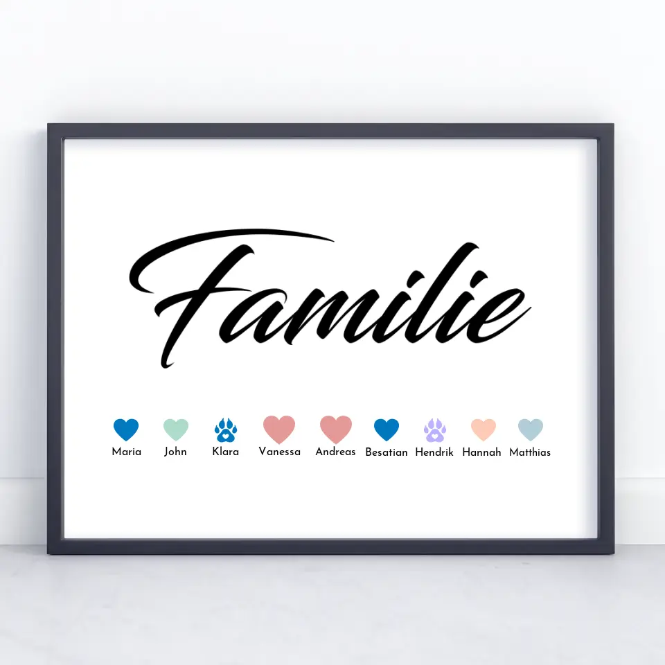 Personalisiertes Familienposter Bis zu 20 Namen
