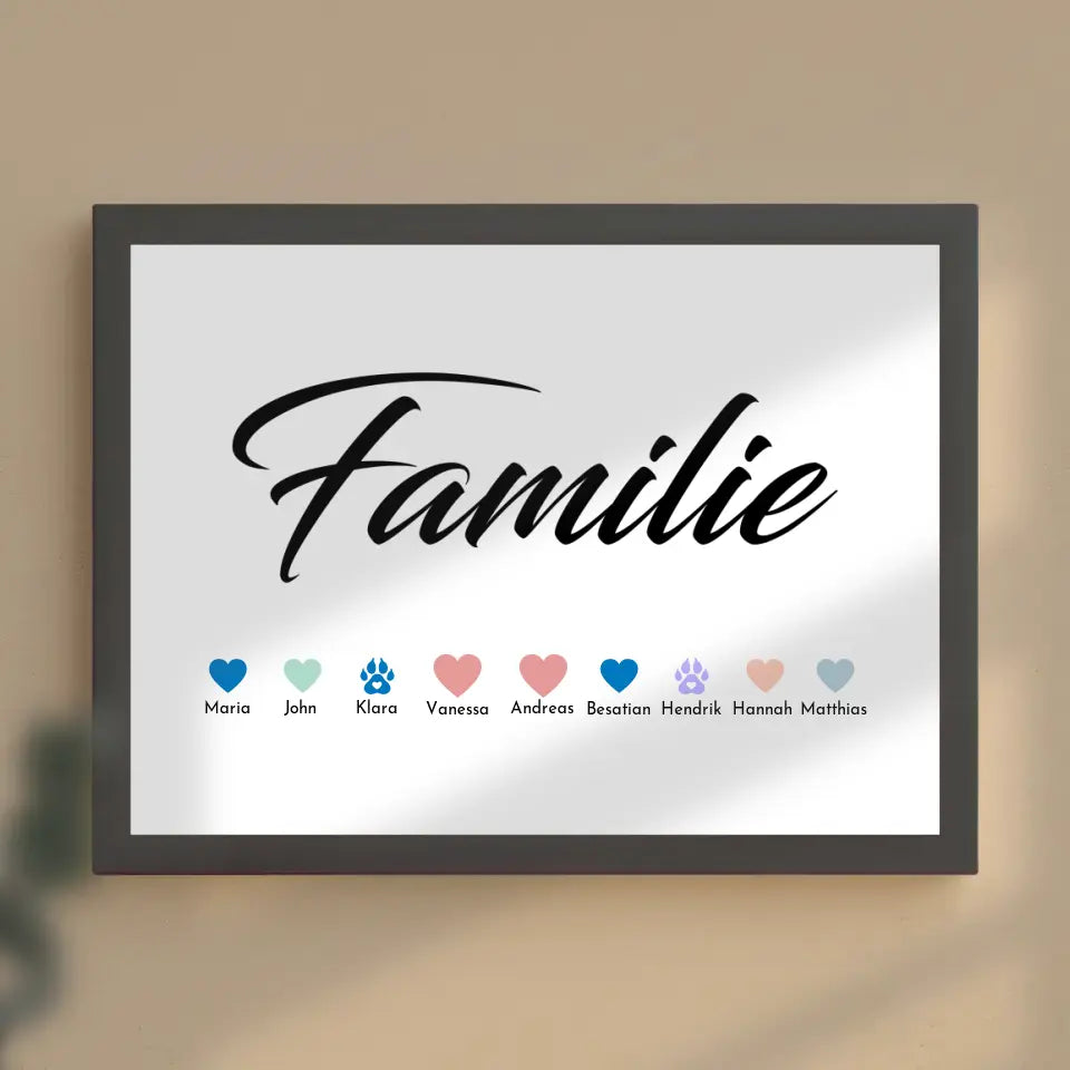 Personalisiertes Familienposter Bis zu 20 Namen