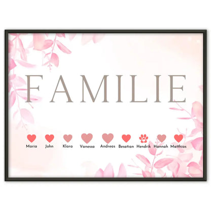 Poster Familie Personalisiert Eltern Kinder & Tieren Bis zu 20 Namen