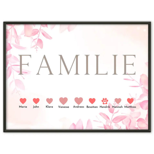 Poster Familie Personalisiert Eltern Kinder & Tieren Bis zu 20 Namen