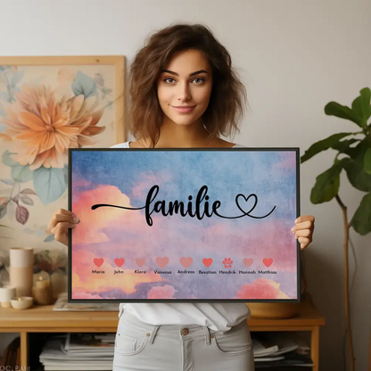Familienposter Eltern Kinder & Tieren Bis zu 20 Namen