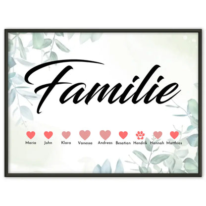 Familien Poster Eltern Kinder Katze Hund Pferd Bis zu 20 Namen