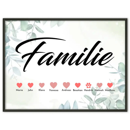 Familien Poster Eltern Kinder Katze Hund Pferd Bis zu 20 Namen