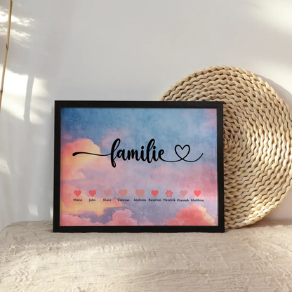 Familienposter Eltern Kinder & Tieren Bis zu 20 Namen