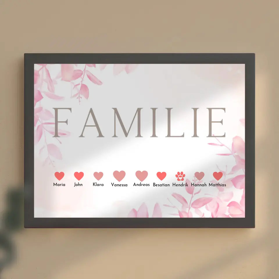 Poster Familie Personalisiert Eltern Kinder & Tieren Bis zu 20 Namen