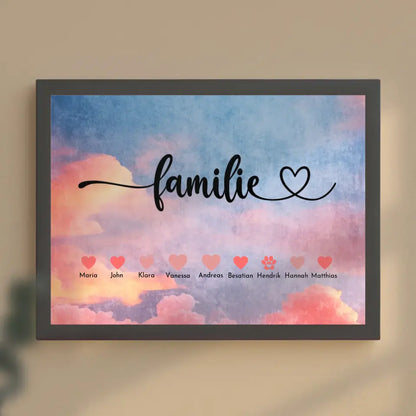 Familienposter Eltern Kinder & Tieren Bis zu 20 Namen