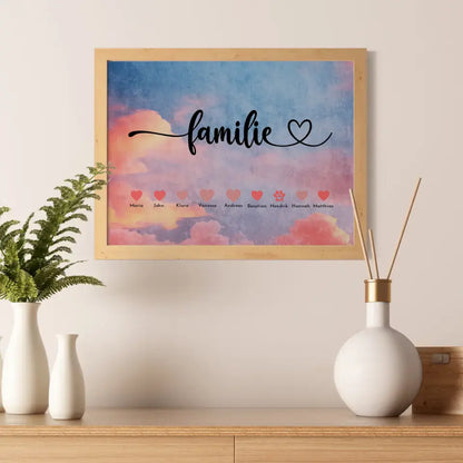 Familienposter Eltern Kinder & Tieren Bis zu 20 Namen