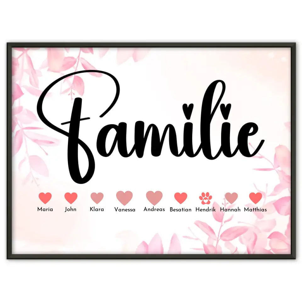 Familienposter Personalisiert Eltern Kinder & Tieren Bis zu 20 Namen