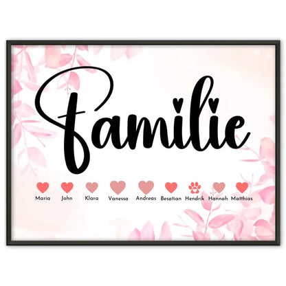 Familienposter Personalisiert Eltern Kinder & Tieren Bis zu 20 Namen