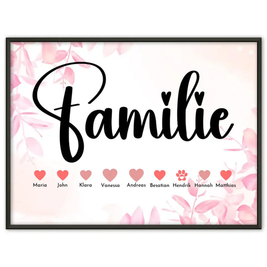 Familienposter Personalisiert Eltern Kinder & Tieren Bis zu 20 Namen