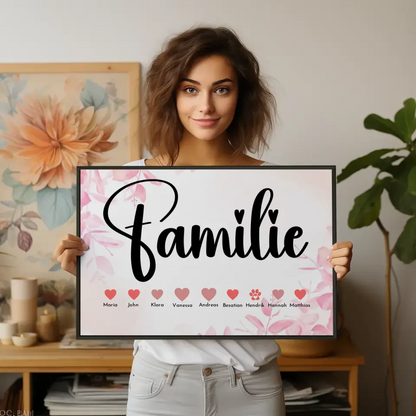 Familienposter Personalisiert Eltern Kinder & Tieren Bis zu 20 Namen