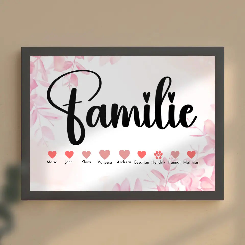 Familienposter Personalisiert Eltern Kinder & Tieren Bis zu 20 Namen
