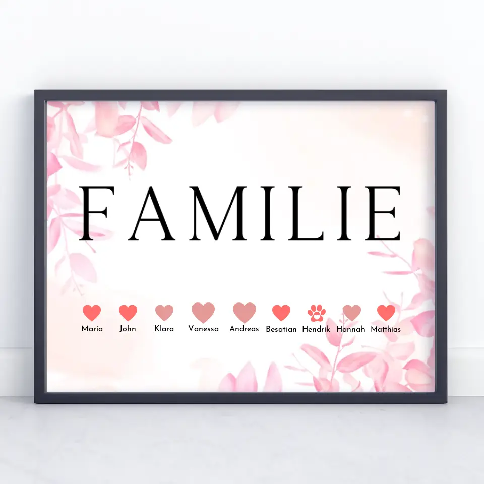 Poster Familie Personalisiert Bis zu 20 Namen