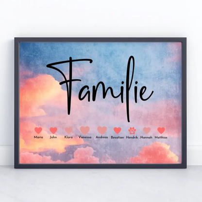 Personalisiertes Poster Familie mit Namen Bis zu 20 Namen
