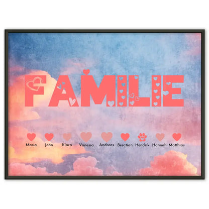 Poster Familie Eltern Kinder & Tiere Bis zu 20 Namen