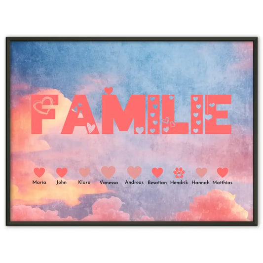 Poster Familie Eltern Kinder & Tiere Bis zu 20 Namen