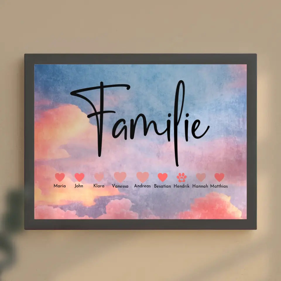 Personalisiertes Poster Familie mit Namen Bis zu 20 Namen
