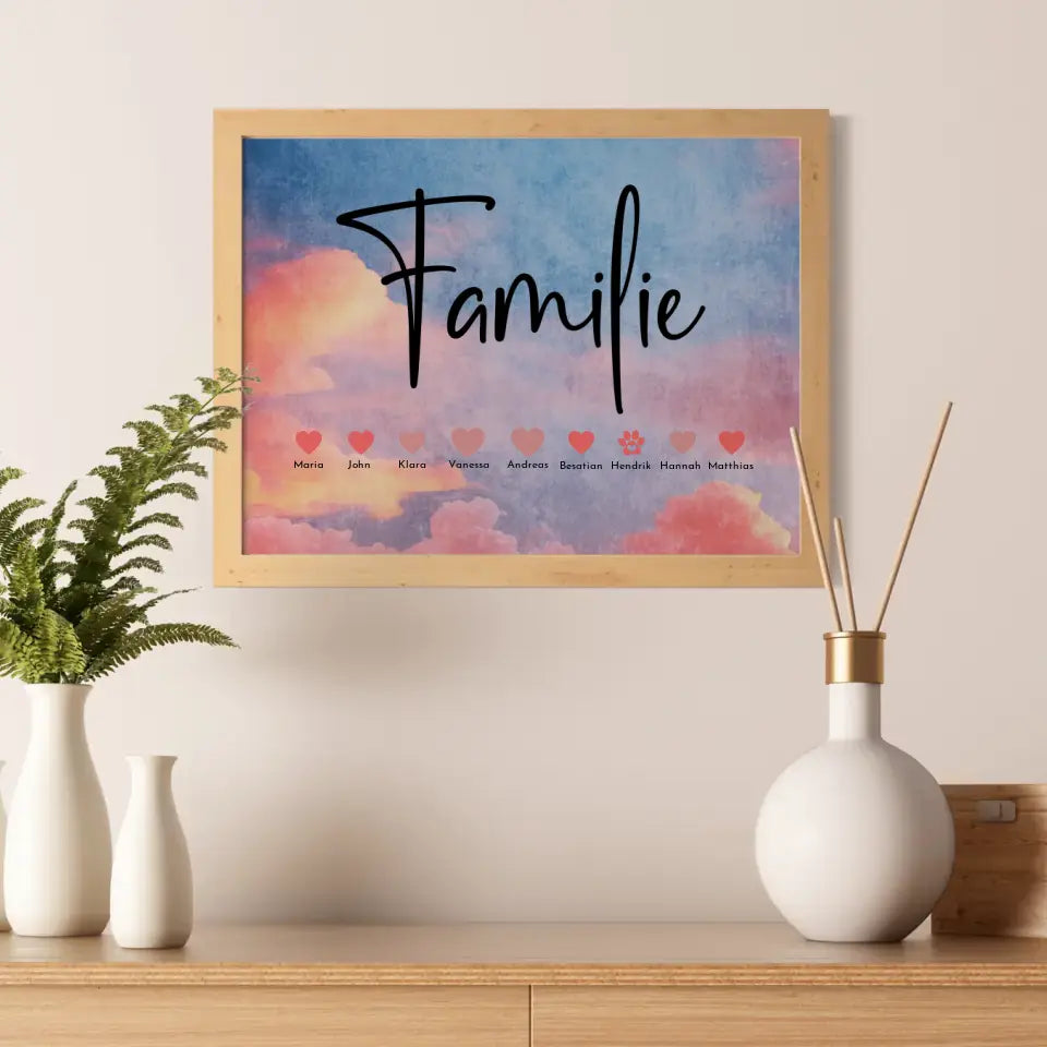 Personalisiertes Poster Familie mit Namen Bis zu 20 Namen