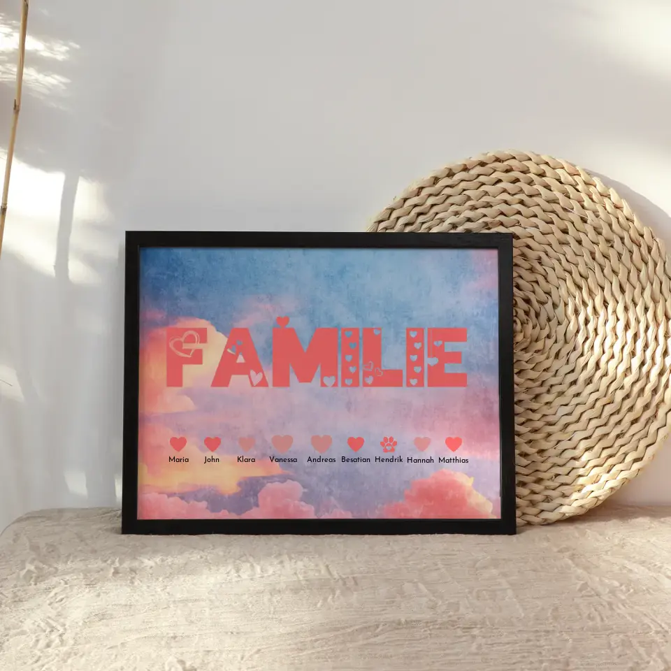 Poster Familie Eltern Kinder & Tiere Bis zu 20 Namen