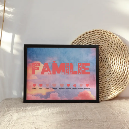 Poster Familie Eltern Kinder & Tiere Bis zu 20 Namen