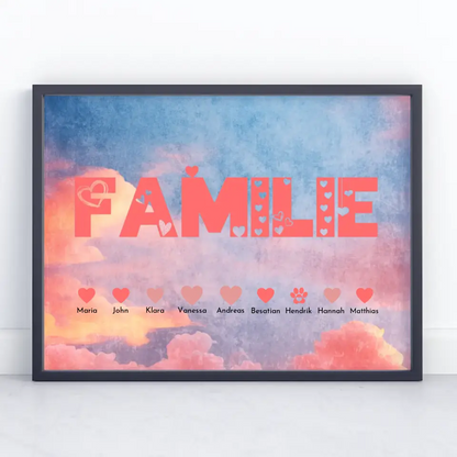 Poster Familie Eltern Kinder & Tiere Bis zu 20 Namen