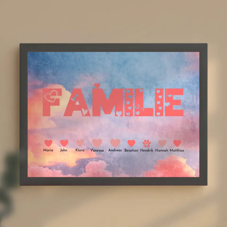 Poster Familie Eltern Kinder & Tiere Bis zu 20 Namen