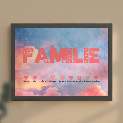 Poster Familie Eltern Kinder & Tiere Bis zu 20 Namen