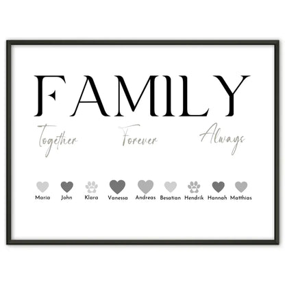 Poster Familie Family Together Forever Always Bis zu 20 Namen