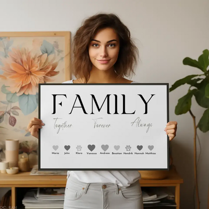 Poster Familie Family Together Forever Always Bis zu 20 Namen