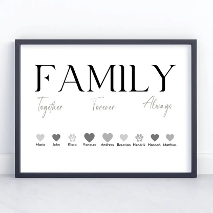 Poster Familie Family Together Forever Always Bis zu 20 Namen