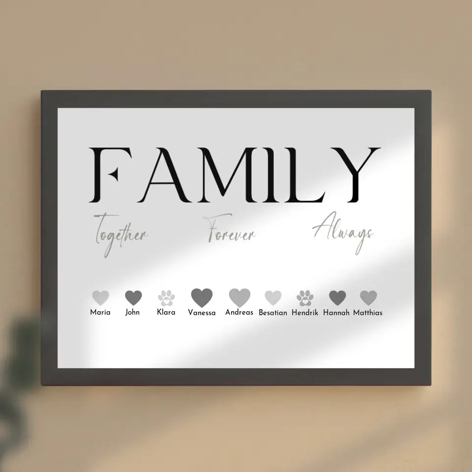 Poster Familie Family Together Forever Always Bis zu 20 Namen