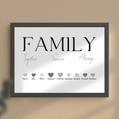 Poster Familie Family Together Forever Always Bis zu 20 Namen