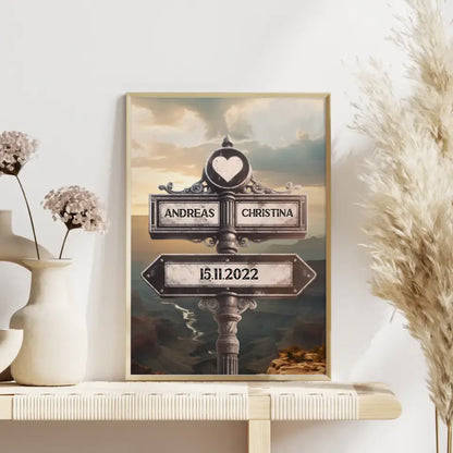 Personalisiertes Poster Liebe Wegweiser Grand Canyon Tal mit Namen & Datum