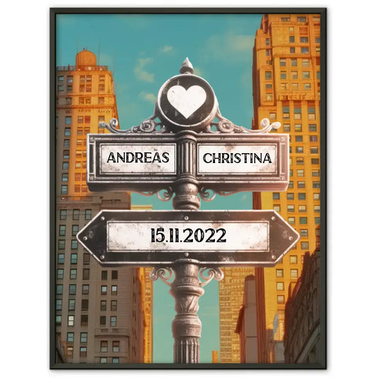 Liebes Poster Wegweiser mit Herz Altstadt Italien für Paare