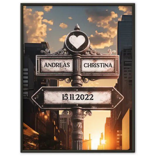 Personalisiertes Poster Liebe Wegweiser New York mit Namen & Datum