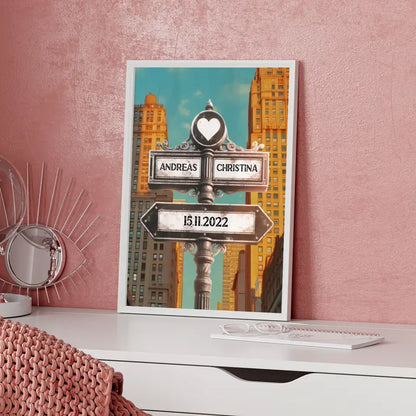 Liebes Poster Wegweiser mit Herz Altstadt Italien für Paare