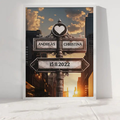 Personalisiertes Poster Liebe Wegweiser New York mit Namen & Datum