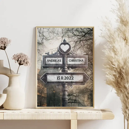 Personalisiertes Poster Liebe Wegweiser London Vintage für Paare