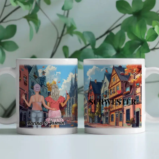 Personalisierte Tasse für 2 Freundinnen Kölner Altstadt