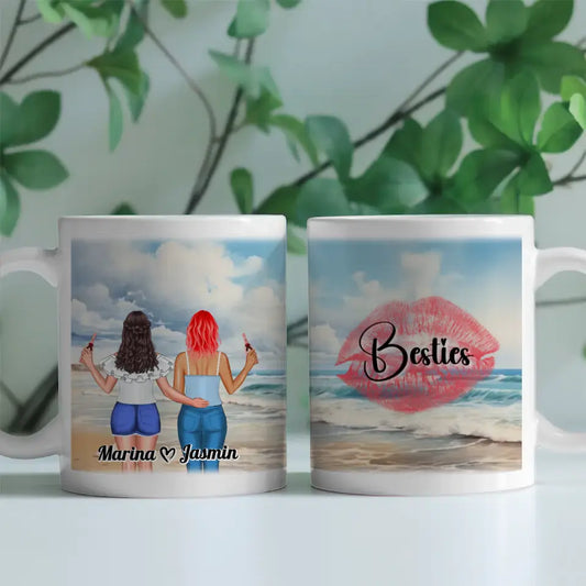 Freundschaftstassen 2 Freundinnen Strand und Meer Besties