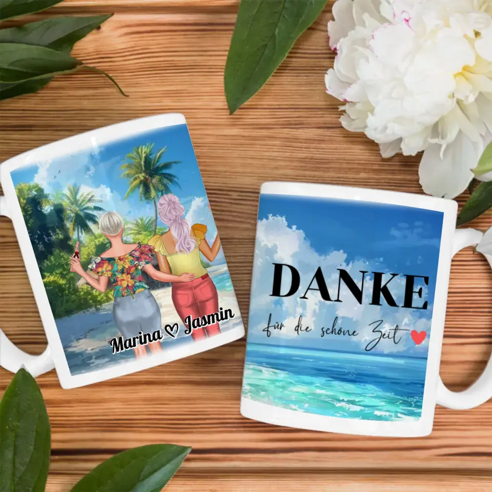 Tasse Beste Freundin Mit Namen Nordsee Dünen Danke für die Zeit