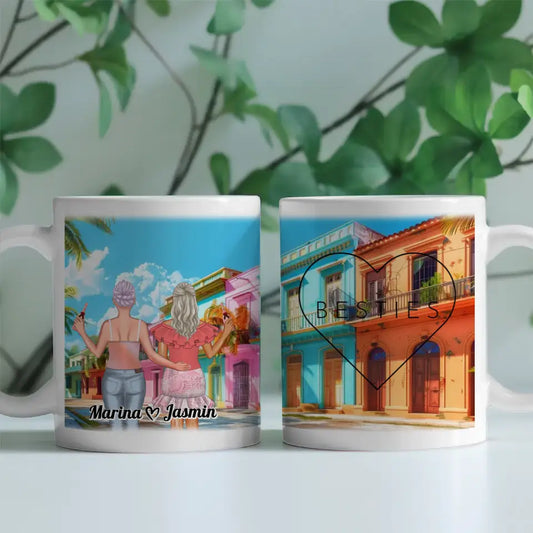 Personalisierte Tasse für 2 Freundinnen Kuba Havannah Altstadt Besties