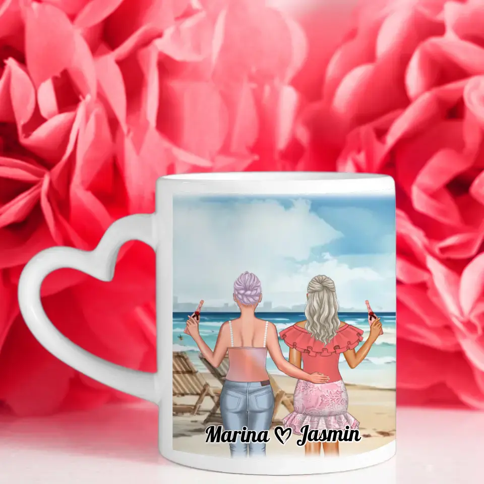 Freundinnen Tasse 2 Personen Besties Meer mit Liegestühlen Besties