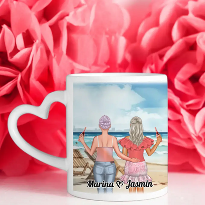 Freundinnen Tasse 2 Personen Besties Meer mit Liegestühlen Besties