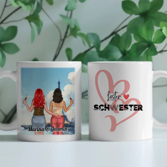 Beste Freundin Tasse Frankreich Eiffelturm Sommer Läster Schwester