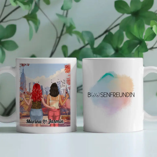 Personalisierte Tasse für 2 Freundinnen New York Central Park Weg