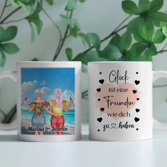 Tasse Beste Freundin mit Figuren Paradies Insel Personalisiert