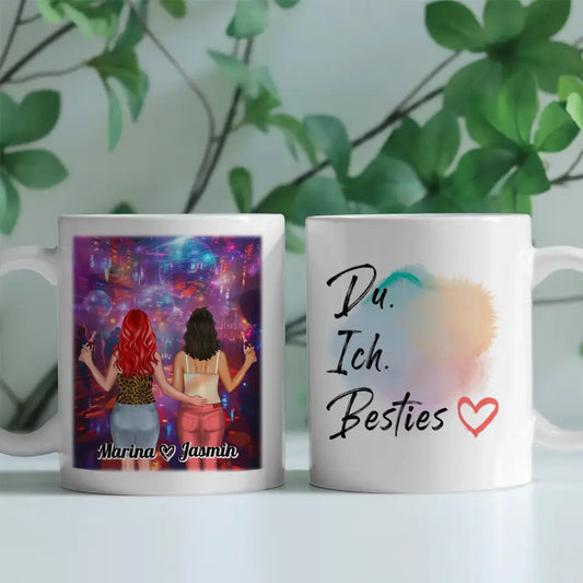 Personalisierte Tasse für 2 Freundinnen Disko Du Ich Besties
