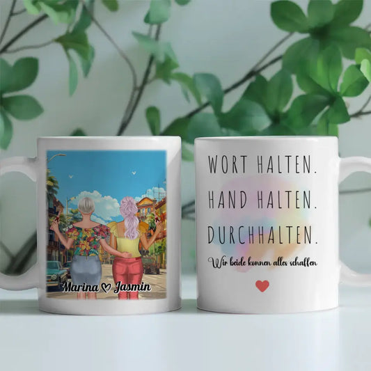 Freundinnen Tasse Personalisiert Kuba Altstadt Wort halten Hand halten